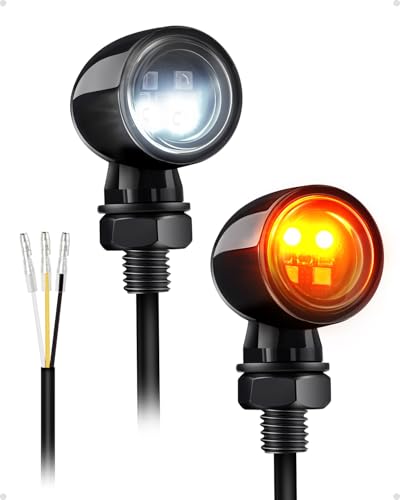 Mini Led Turn Signals Motorcycle Blinkers 4LEDs White Amber Front Turn Signals universal bullet signal lights Fit for Honda Yamaha Suzuki Kawasaki Harley Chopper Bobber - color: Amber+White
