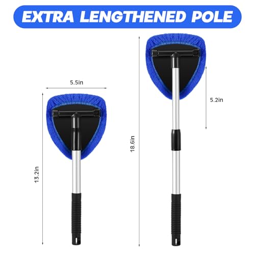 Potchen 8 Pcs Car Windshield Cleaner Tool Kit with Extendable Handle, Microfiber Towel Pads, Brush, Empty Spray Bottle for Auto Glass Wiper Suvs Rvs & Home Windows(Blue) - color: Blue