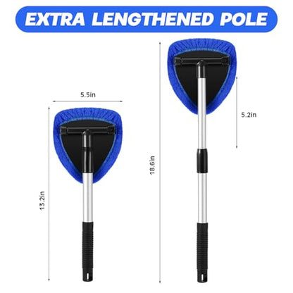 Potchen 8 Pcs Car Windshield Cleaner Tool Kit with Extendable Handle, Microfiber Towel Pads, Brush, Empty Spray Bottle for Auto Glass Wiper Suvs Rvs & Home Windows(Blue) - color: Blue