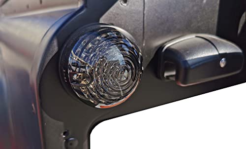 iJDMTOY 12V 70mm Round Dome Shape Flush Mount Smoked Lens Xenon White LED Side Markers/Turn Signal/Reverse Backup Lamps, Compatible With Classic 50s 60s Car Caravan Truck Motorcycle, etc - style: Smoked Lens White LEDs
