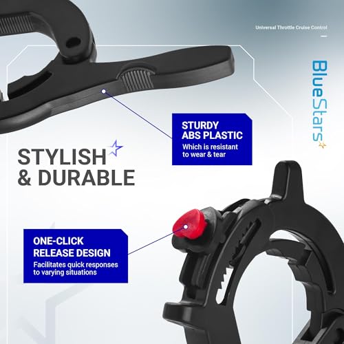 BlueStars Throttle Cruise Control/Motorcycle Throttle Lock - Universal Compatible with Most Motorcycles/Electric Bikes/Scooters/ATVs - Control Assist Motorcycle Accessories