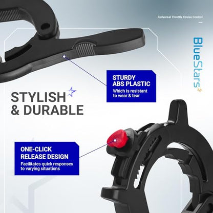 BlueStars Throttle Cruise Control/Motorcycle Throttle Lock - Universal Compatible with Most Motorcycles/Electric Bikes/Scooters/ATVs - Control Assist Motorcycle Accessories