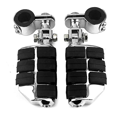 Motorcycle Universal Highway Pegs Foot Rests Fit Engine Guard Crash Bar 1-1/4" Or 1" Compatible with BMW Harley davidson Yamaha Honda - color: Style #2 Chrome