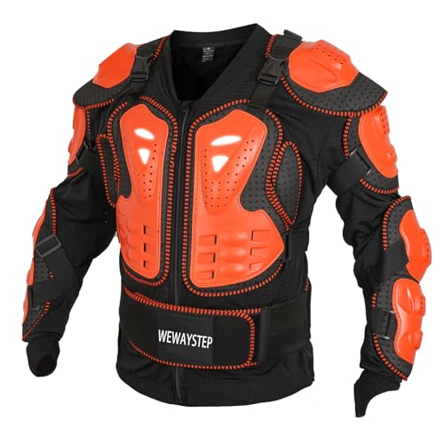 Motorcycle Protective Jacket Full Body Armor, Chest Spine Protection Dirt Bike Gear for Men Motocross MTB Racing - color: Orange, size: Small