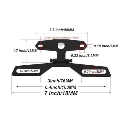 Adjustable Motorcycle License Plate Mount, Folding License Plate Tail Light Holder Rear Bracket Mount for Motorcycle Bike - color: Black