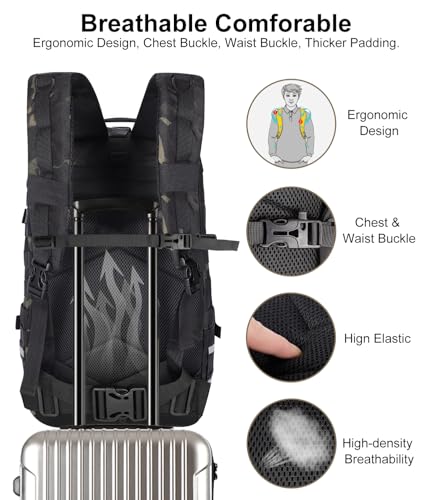 Motorcycle Cycling Helmet Backpack, Large Capacity Waterproof Helmet Holder, Storage Bag Hiking Backpack - color: Camouflage-flag