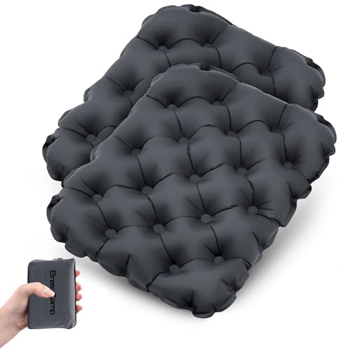 Inflatable Seat Cushion, Lightweight Stadium Seat Pad, Travel Air seat Cushion Anti-Slip for Airplane, Long Flights, Hiking, Climbing, Home and Camping, Compact Air Cushion - color: Black(two Pack)