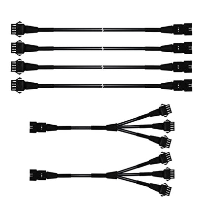 RGB LED Extension Cables, 4PCS 5 Feet Extension Cables and 2PCS 3 Way Y Splitter for Motorcycle LED Strips, Underglow Neon Accent Light Kit, Rock Light Extension Wire Cord