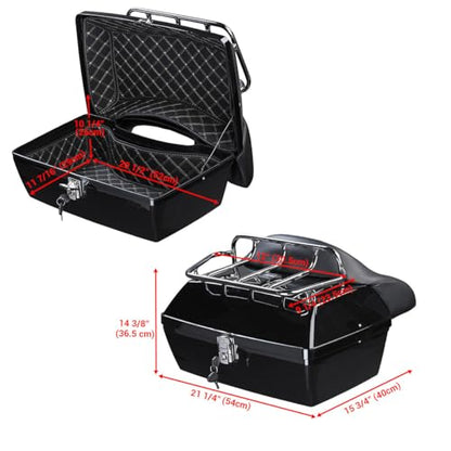 Yescom 48L Universal Motorcycle Tail Box Top Case Luggage with Top Rack & Backrest for Harley Road King - size: 48L for Harley