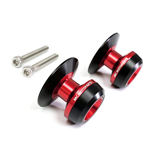 MC MOTOPARTS Twall 6MM CNC Swingarm Spools Compatible with DAYTONA 675 2006-2010 06 07 08 09 10 (Red) - color: Red