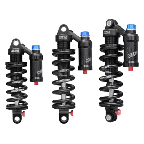 MEROCA Adjustable Air Spring Coil Over Shock Absorber for Mountain Bikes, 190-265mm, 550LBS Spring, Rebound, Compression, Preload, and Air Pressure (200-300 PSI) Fits MTB/Downhill/eBikes - size: 250mm*550lbs
