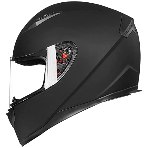 ILM Full Face Motorcycle Street Bike Helmet with Removable Winter Neck Scarf + 2 Visors DOT Model ILM-313 - color: Matte Black