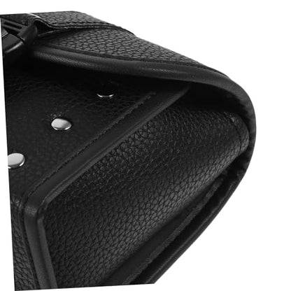 Abaodam PU Leather Motorcycle Fork Bag Saddlebag Organizer Weather-resistant Tool Storage for Motorcycles and Electric Bikes Practical Black Side Roll Bag