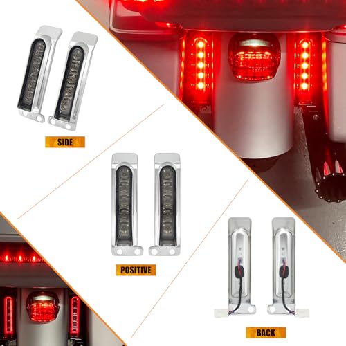 LED Filler Panel Lights Rear Fender Light Turn Signals Fit for Harley Touring Road Glide FLTR Electra Glide FLHT Road King FLHR Ultra Limited FLHTK 2014-2024 (Chrome Housing Smoke Len) - color: Chrome Housing Smoke Len