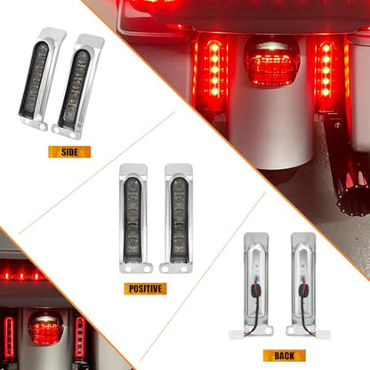 LED Filler Panel Lights Rear Fender Light Turn Signals Fit for Harley Touring Road Glide FLTR Electra Glide FLHT Road King FLHR Ultra Limited FLHTK 2014-2024 (Chrome Housing Smoke Len) - color: Chrome Housing Smoke Len