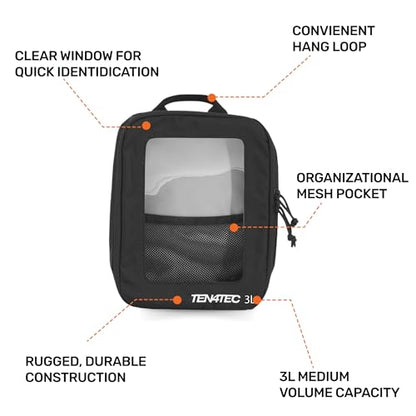 TecPouch 3L - Black | Technician Tool Pouch, Utility Organizer, Compact Rope Bag for Workstations, Emergency Response, and Quick-Access Gear Storage - size: 3 L