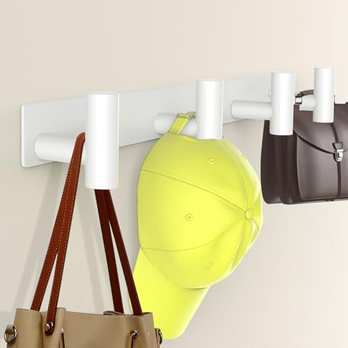 Wall Mounted Coat Rack-4 Hooks, Heavy Duty Stainless Steel Wall Hooks for Towel Coat Bag, Hat Rack Coat Hanger Coat Hooks Towel Racks for Bathroom Entryway Kitchen Office (White, 1 Pack) - color: White, size: "T" Shape 4 Hooks - 1 Pack