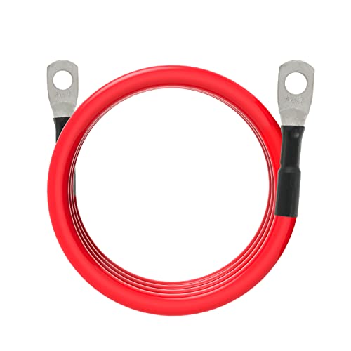 6 AWG Battery Cables 6 Gauge Battery Power Inverter Cable with 5/16 Inch Tinned Copper Lugs Both Ends for Solar Marine Boat RV Car Motorcycle 2 pcs (3FT) - size: 3FT