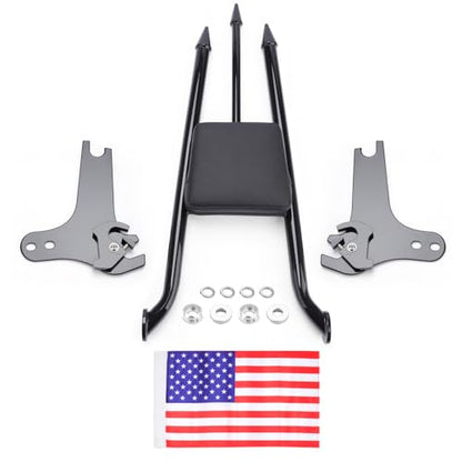 27 inch Motorcycle Rear Passenger Sissy Bar Backrest, Detachable Cushion Pad Fit for Harley Touring Road King Street Glide Road Glide Electra Glide 1997-2008 (Black) - color: Black