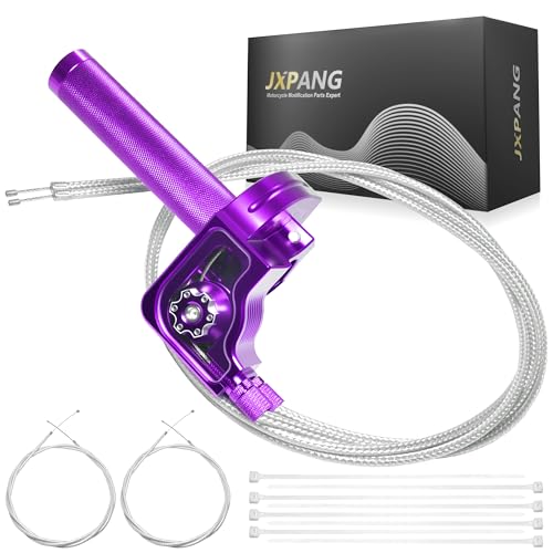 Universal 7/8" Big Twist Throttle Assembly, Dual Push-Pull Cable with Transparent Window for 110-650cc Dirt Pit Bike, Motocross, ATV & Quad, CNC Aluminum Quick Twister Throttle Grip (Purple) - color: Purple