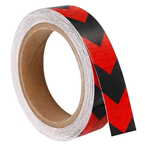 PATIKIL Reflective Tape, 1 Roll 30 Ft x 1-inch Waterproof Adhesive High Visibility Caution Warning Safety Tape Reflector for Trucks Trailers Cars, Arrow Red Black - color: Red Black, size: 30 ft x 1-inch
