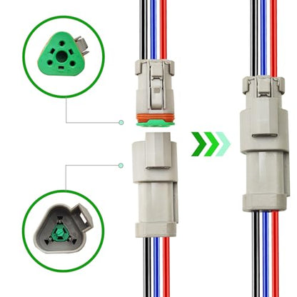 14 AWG 3 Pin DT Connector, 3 Wire Automotive Waterproof Electrical Connectors, 14 Gauge Male and Female Quick Connect Harness for Car Truck Boat -4 Pack - style: 3 Pin