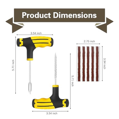 12 PCS Tire Repair Kit, Tire Patch Kit with 10 Rubber Plugs, 2 T-Handles, Flat Tires Puncture Repair Tools, Flat Tires Emergency Repair Set for Car, Motorcycle, Truck, ATV - size: 12 PCS