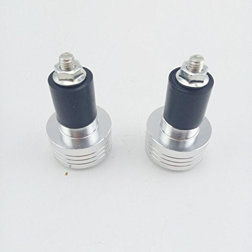 Motorcycle Handlebar Ends,7/8'' Handle Bar Slider Caps Weight Plugs CNC Aluminum (Silver) - color: Silver
