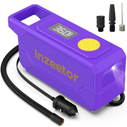 150 PSI Tire Inflator Portable Air Compressor, 12V DC Auto Shutoff Air Pump with Digital Pressure Gauge and Emergency LED Light for Car Tires, Bicycle & Balloons, Purple - color: Purple