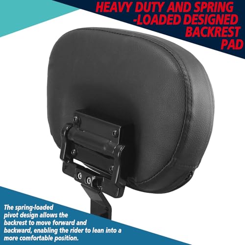 YHMOTO Motorcycle Driver Rider Backrest Pad For Harley Davidson Touring CVO Street Glide Road King Road Glide Electra Glide Ultra Limited models 2009-2023 (Black-White Stitching) - color: Black-White Stitching