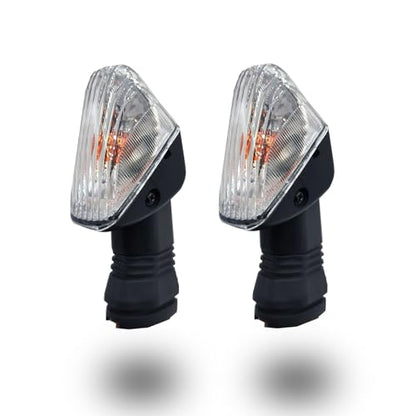 2Pcs Motorcycle Turn Signal Indicator Light Compatible with KAWASAKI ZX6R ZX-6RR KLE500 KLE 650 KLR650 Front/Rear Blinker Lamp (White Shell) - color: White Shell