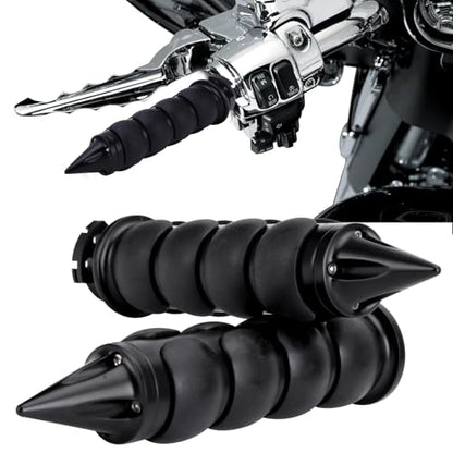 JMTBNO Motorcycle Grips 1" 25mm Handlebar Hand Grips Compatible with Harley Touring Road King Street Glide Electra Glide Road Glide Street Bobber Softail Fatboy - color: Black with Point