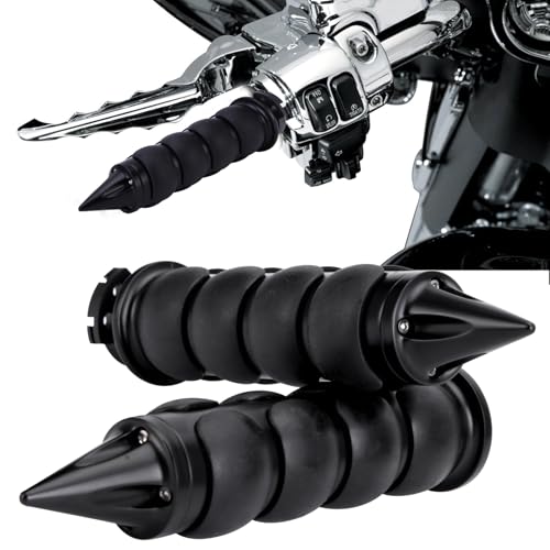 JMTBNO Motorcycle Grips 1" 25mm Handlebar Hand Grips Compatible with Harley Touring Road King Street Glide Electra Glide Road Glide Street Bobber Softail Fatboy - color: Black with Point
