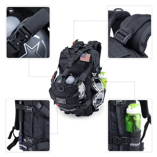 Motorcycle Backpack for Men Riding Helmet Backpacks with Hat Carrier/Storage Waterproof Large Capacity Travel Bag Motorcycle Cycling Gear Accessories