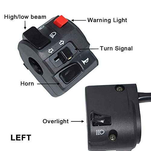 7/8" 22mm Left ATV Motorbike Handlebar Switch Motorcycle Horn Turn Signal Warning Light Switches