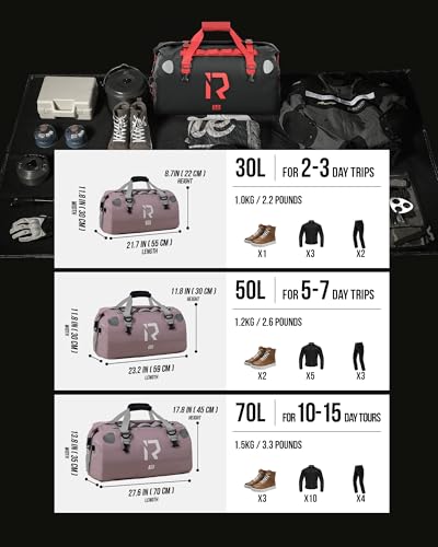 IRON JIA'S Motorcycle Dry Bag - Waterproof Duffle & Luggage Tail Bag Saddle Bags with Roll Top Closure, Shoulder Straps, Inner Pocket and Mesh Pocket (Purple, 30L) - color: Purple, size: 30L