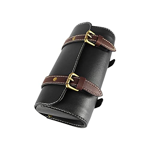 YIBO Motorcycle Fork Bag Quick Release Bag Side Bag Waterproof Universal Tool Bag American Bicycle Side Bag Leather Small Tool Bag (Black 1) - color: Black 1