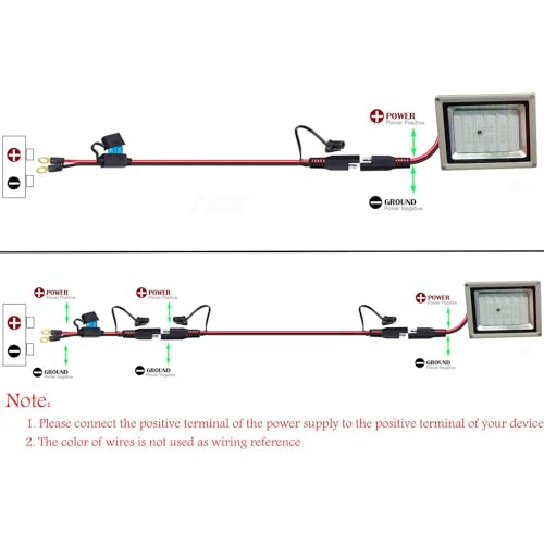 SAE Connector,SAE to O Ring Terminal Harness with 15A Protection Fuse for Safety, 2-Pin Quick Disconnect Plug,SAE Battery Extension Cable with 2FT 10AWG for Motorcycle Cars. (60CM) - size: 10AWG SAE to O Ring - 2FT