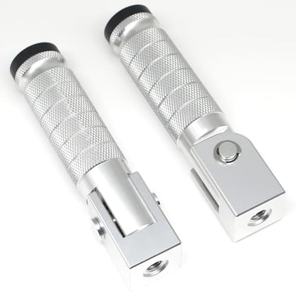 Silver Motorcycle Bicycle Folding Foot Pegs 90 Degree Foldable Electric Motorbike Ebike For Super73 S2/ZX/RX/R/S Passenger Footrests Rearsets Rear Set Footpegs foot Rest Pedals M8 Install Bolts - color: Silver-Foldable