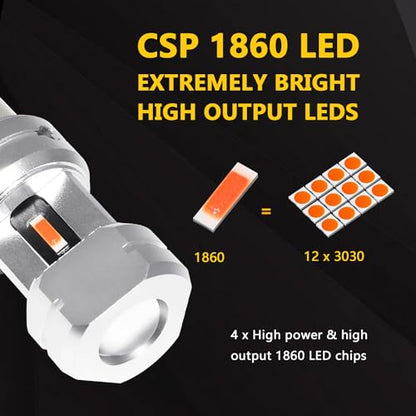 PHINLION 3600 Lumens 1156 P21W Red LED Light Bulbs, Super Bright 3497 2396 7506 LED Replacement for Car Truck Motorcycle Brake Tail 3rd Center High Mount Stop Lights - color: Red