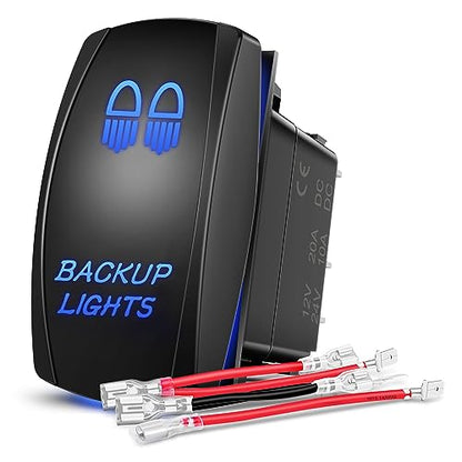 Nilight Backup Lights Rocker Switch Led Light Bar 5 Pin Laser On Off SPST switches 20A/12V 10A/24V Blue with Jumper Wires Set for Cars Trucks Boats ATVs UTVs RVs - size: BACKUP LIGHTS