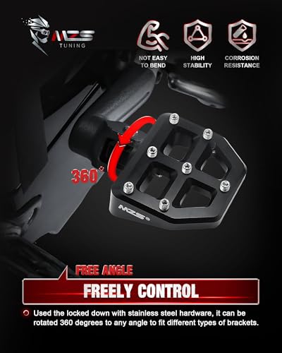 MZS Motorcycle Foot Pegs, Male Wide Footpegs, MX Chopper Bobber Style Rider Passenger Pedal Black Compatible with Sportster Softail Dyna Vrod Fat Boy Bob Iron Electra Street Glide Road King