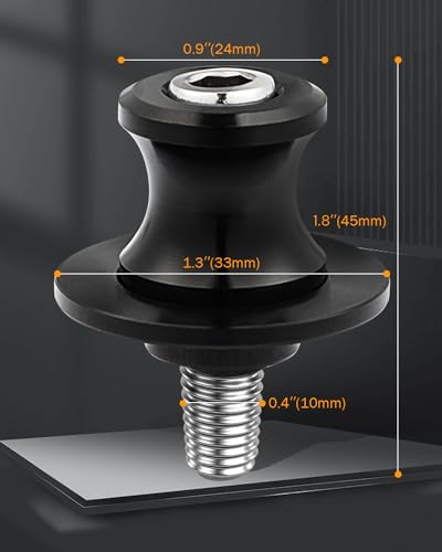 PBYMT 10MM M10 x 1.5 Motorcycle Swing Arm Slider CNC Spools Stand Screw Compatible for Kawasaki Ninja ZX6R Z900 Vulcan, Triumph Trident 660, Honda CBR 600rr, Suzuki GSXS (Black) - size: M10