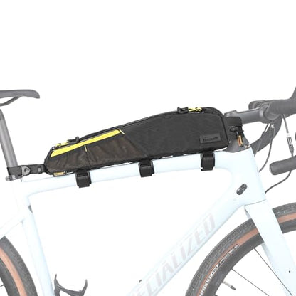 Rhinowalk Bike Frame Bag 2.1L, Waterproof Front Tube Bag with Dual Compartments, YKK Zipper, Phone Storage & Cable Port – Fits Most Bikes – Black+Yellow - color: Black+Yellow, 2.1L