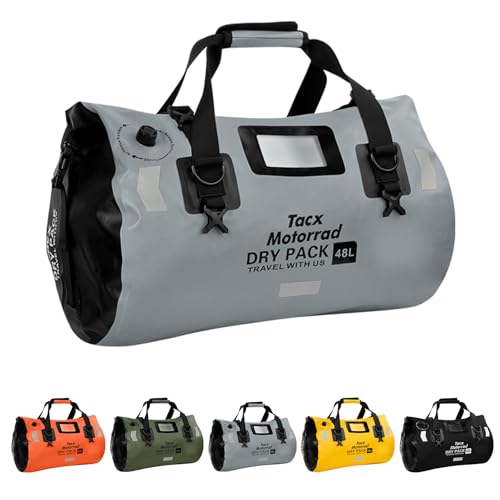 Waterproof Duffel Bag for Men/Women, Roll-top Dry Backpack Duffel Bag with Quick-fixed Straps, Motorcycle Tail Saddle Bag for Motorcycling, Rafting, Boating, Kayaking, Travel, 48L-Grey - color: Grey, size: 48L