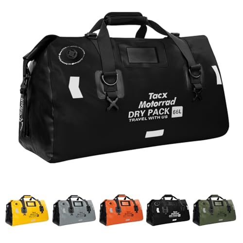 Waterproof Duffel Bag for Men/Women, Roll-top Dry Backpack Duffel Bag with Quick-fixed Straps, Motorcycle Tail Saddle Bag for Motorcycling, Rafting, Boating, Kayaking, Travel, 66L-Black - color: Black, size: 66L