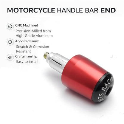 Motorcycle Bar Ends Plug, Red Handle Bar End Slider 7/8" 22mm CNC Aluminum Handlebar Grip End Weight Caps Replacement for Ninja 400 500 650 Z900 Z650 CBR600RR CBR1000RR GSXR600 GSXR750 - color: Red