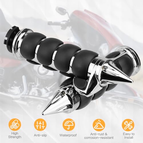 Motorcycle Hand Grips 1 Inch 25MM Handlebar Grip Throttle Non-Slip Universal Compatible with Harley Davidson Dyna Sportster 883 Road King Electra Glide Street Glide - color: Chrome-G