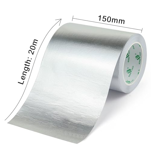 BOMEI PACK Adhesive Aluminum Foil Heat Shield Tape 1 Pack 6inch x 66ft,Barrier Fiberglass Thermal Insulation Reflective Material High Temp Protectionn - size: 6in*66ft
