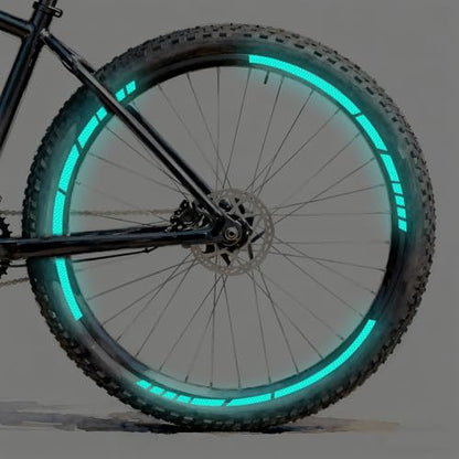 12PCS Reflective Car Wheel Stickers, Night Safety Warning Bicycle Stickers, Anti-Scratch Reflective Rim Decals for Car Motorcycle Cycling Bike (Mint Green) - color: Mint Green